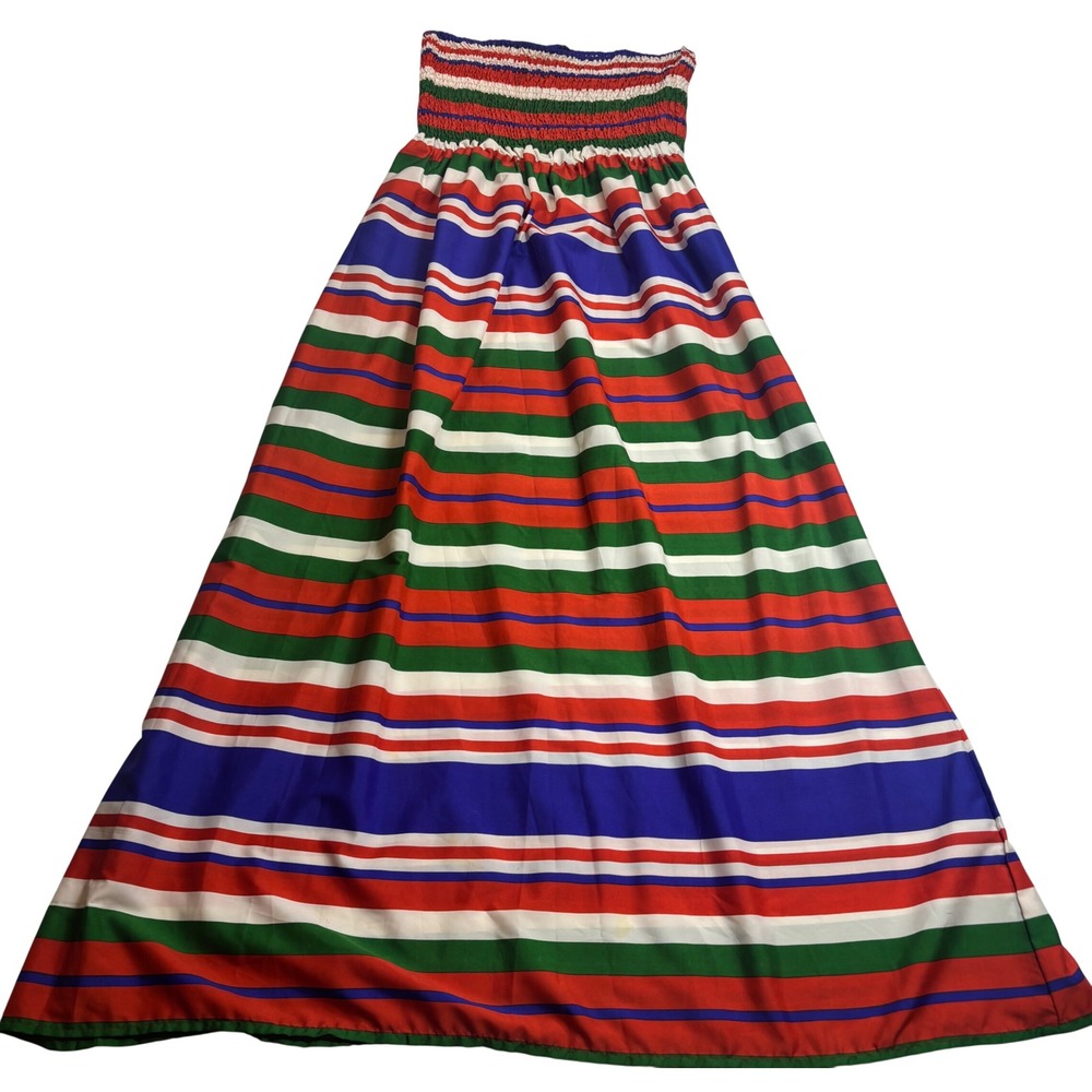 Nolita NYC Maxi Dress Women Multicolor Excellent Smocked Striped Strapless Large